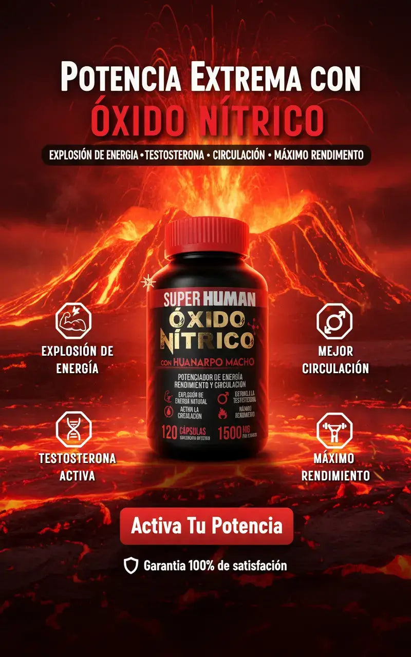 Óxido Nítrico™ – Cápsulas de Óxido Nítrico con Huanarpo para Energía, Potencia y Rendimiento , Fórmula Avanzada Natural (120 Cápsulas) – SuperHuman™