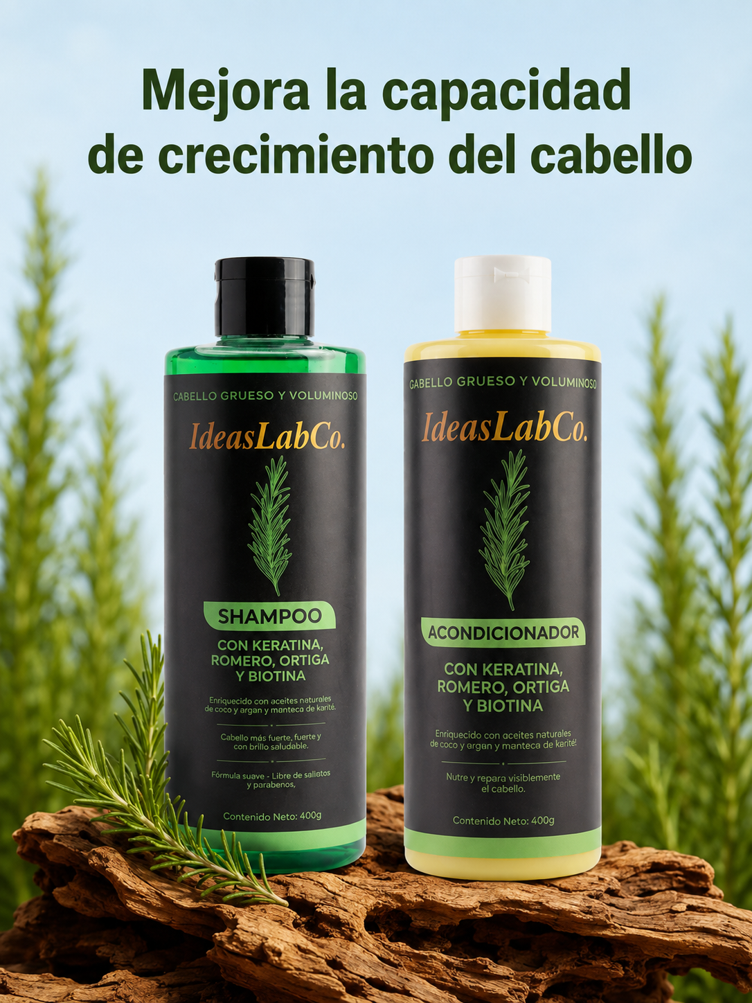 Pack - Keratina + Romero + Ortiga + Biotina - IdeasLabCo™ + Acondicionador IdeasLabCo™